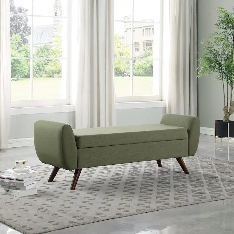 Panca contenitore HomePop Modern Sherpa con gambe in legno