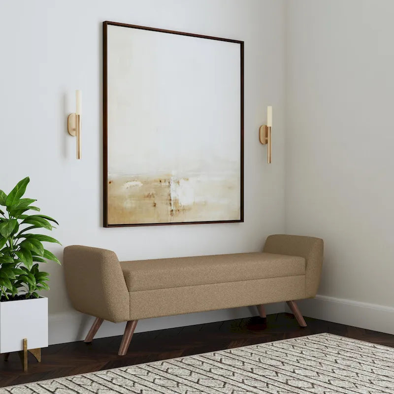 Panca contenitore HomePop Modern Sherpa con gambe in legno