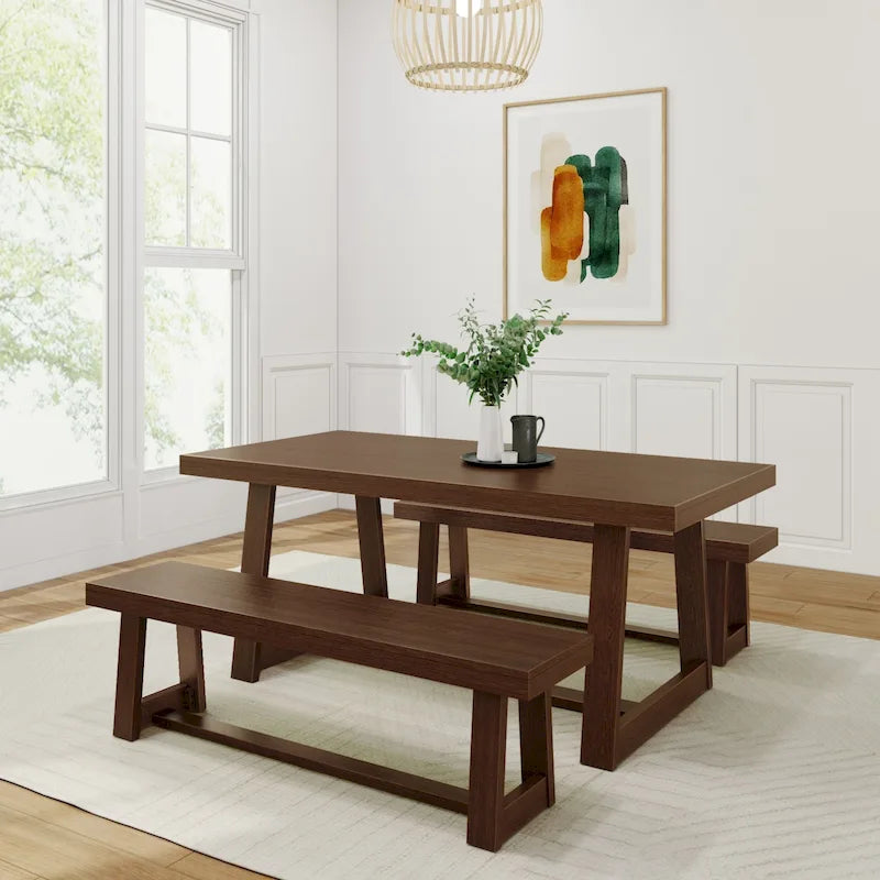 Tavolo da pranzo classico in legno massello da 72" per 6-8 persone