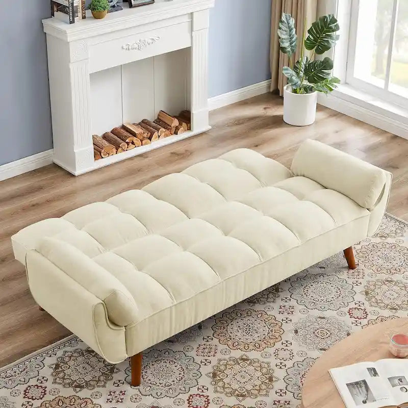 Divano letto futon da 191,5 cm (75,39 pollici), divano letto imbottito convertibile con schienale trapuntato sdoppiato reclinabile