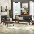 Set Sedia Imbottita e Pouf Bianca Cammello Marrone