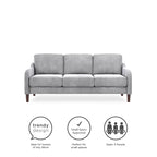 Divano imbottito a 3 posti Wilson con gambe in legno massello