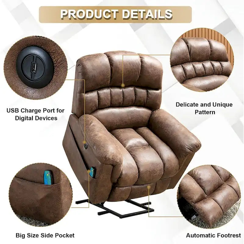 Poltrona Reclinabile Elettrica Extra Large da 107 cm con Massaggio e Riscaldamento