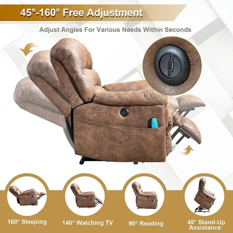 Poltrona Reclinabile Elettrica Extra Large da 107 cm con Massaggio e Riscaldamento