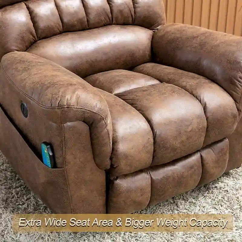 Poltrona Reclinabile Elettrica Extra Large da 107 cm con Massaggio e Riscaldamento