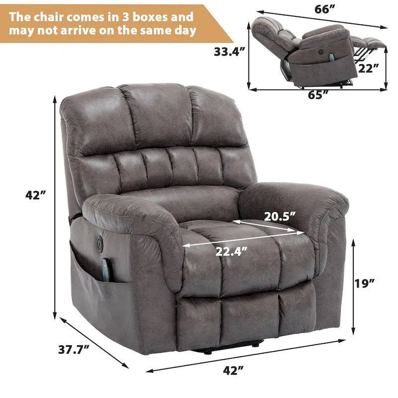 Poltrona Reclinabile Elettrica Extra Large da 107 cm con Massaggio e Riscaldamento