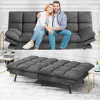 Divano Letto Futon, Divano Trasformabile Moderno con Braccioli Regolabili per Monolocale, Ufficio, Appartamento, Soggiorno Compatto