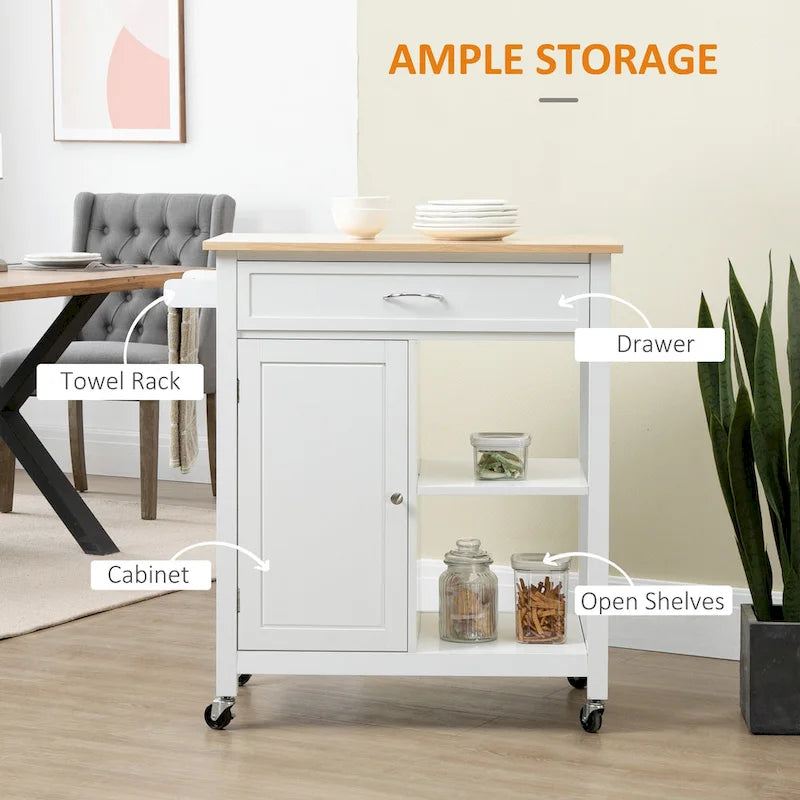 Carrello da Cucina con Ripiani e Ruote