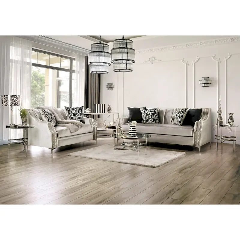 Divano Vynn in ciniglia con gambe in legno