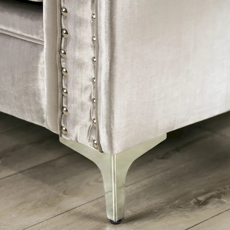 Divano Vynn in ciniglia con gambe in legno