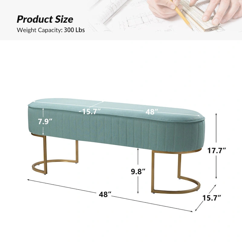 Panca imbottita Justo larga 122 cm con base in metallo