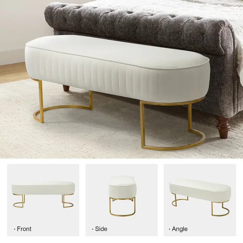 Panca imbottita Justo larga 122 cm con base in metallo