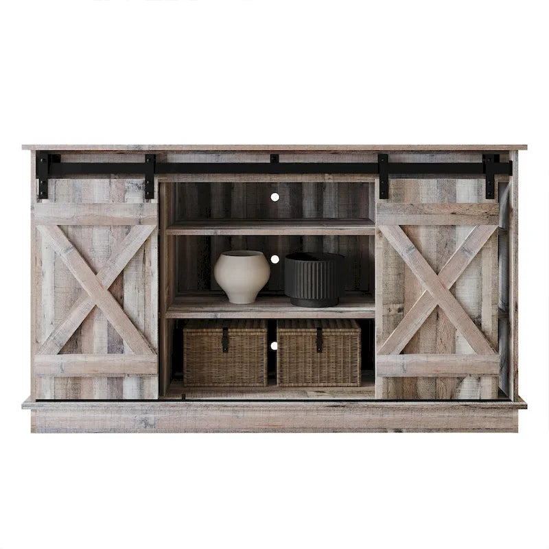 Mobile TV in legno a X con ripiani aperti in stile vintage