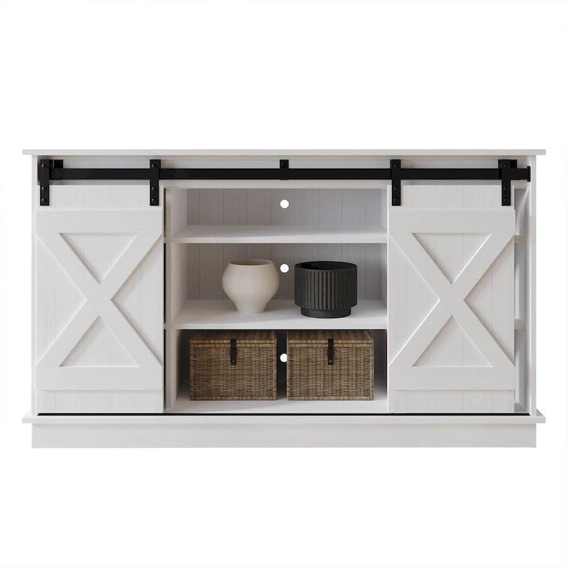 Mobile TV in legno a X con ripiani aperti in stile vintage