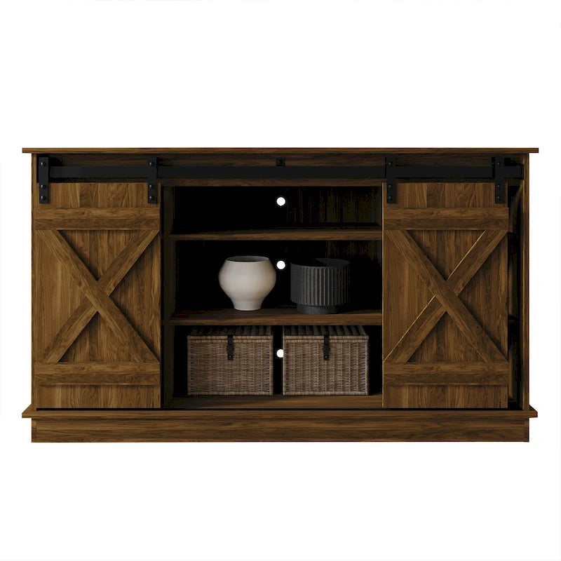 Mobile TV in legno a X con ripiani aperti in stile vintage