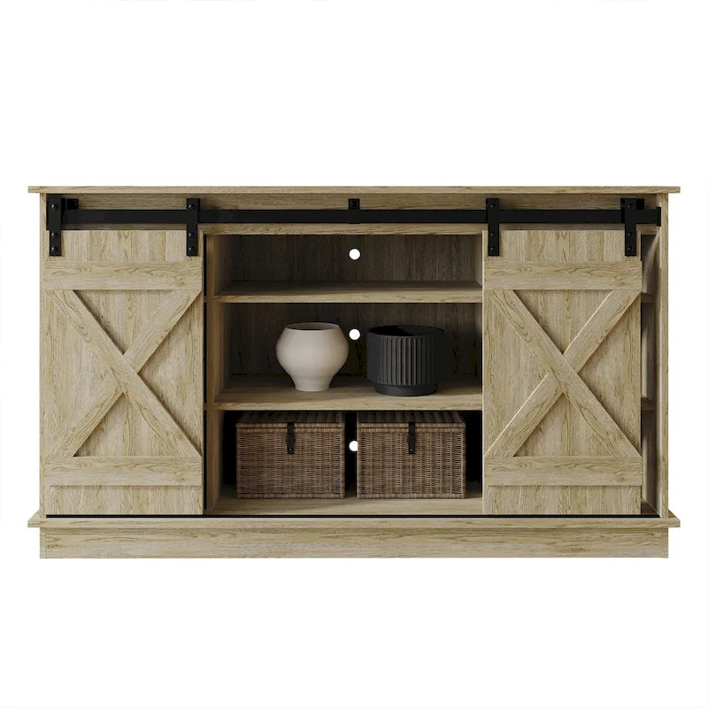 Mobile TV in legno a X con ripiani aperti in stile vintage
