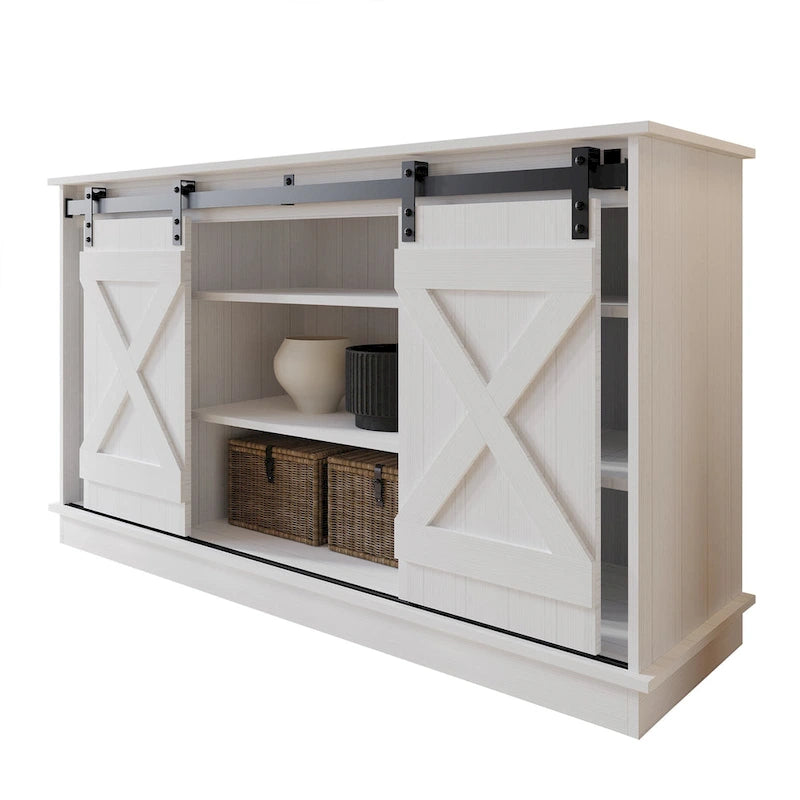 Mobile TV in legno a X con ripiani aperti in stile vintage