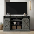 Mobile TV in legno a X con ripiani aperti in stile vintage
