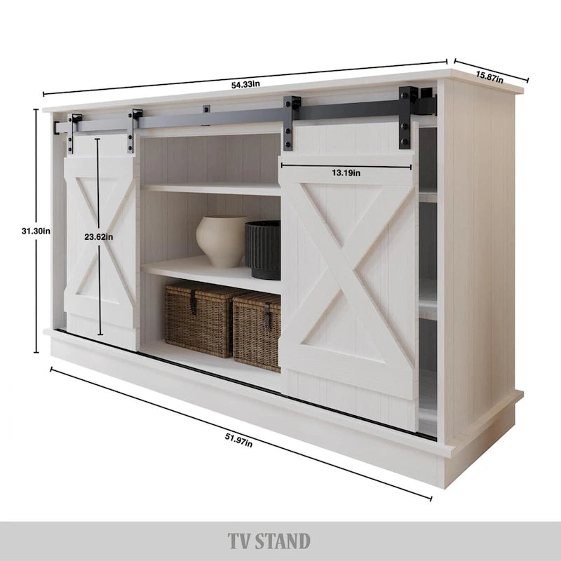 Mobile TV in legno a X con ripiani aperti in stile vintage