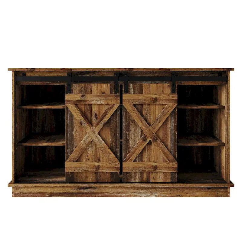 Mobile TV in legno a X con ripiani aperti in stile vintage