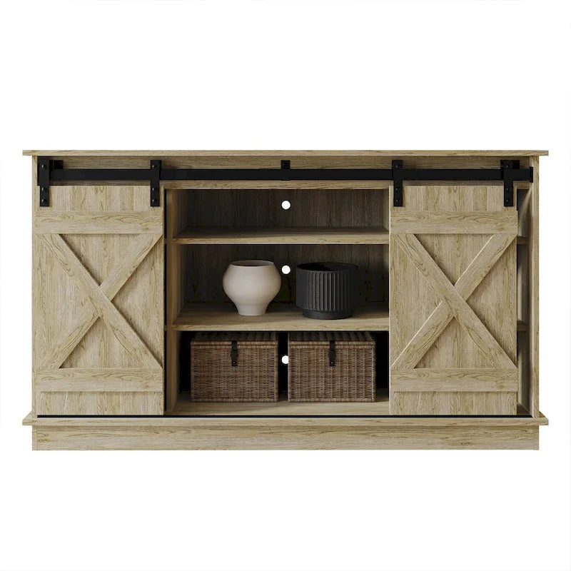 Mobile TV in legno a X con ripiani aperti in stile vintage