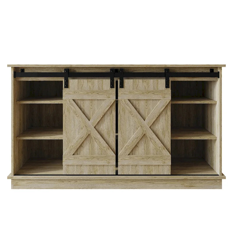 Mobile TV in legno a X con ripiani aperti in stile vintage