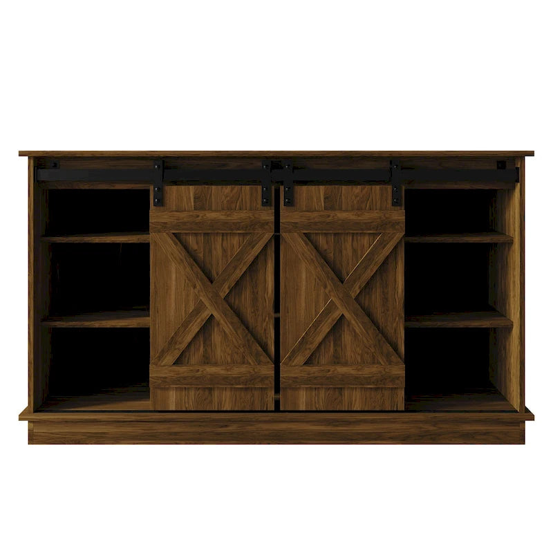 Mobile TV in legno a X con ripiani aperti in stile vintage