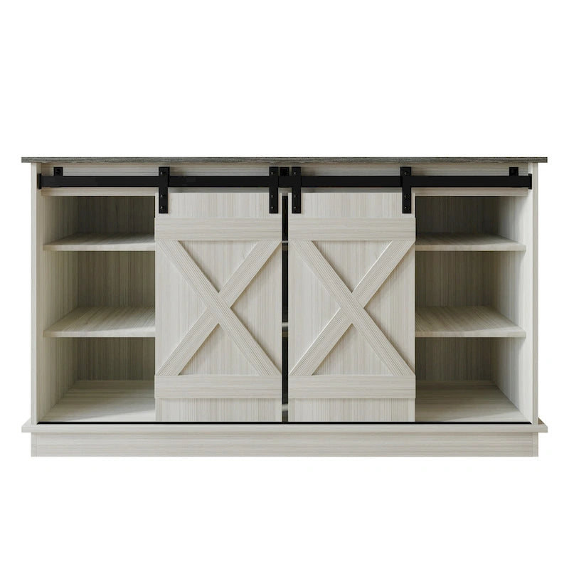 Mobile TV in legno a X con ripiani aperti in stile vintage