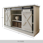 Mobile TV in legno a X con ripiani aperti in stile vintage