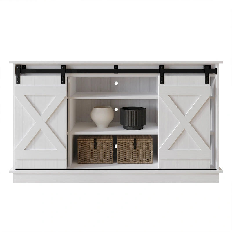 Mobile TV in legno a X con ripiani aperti in stile vintage