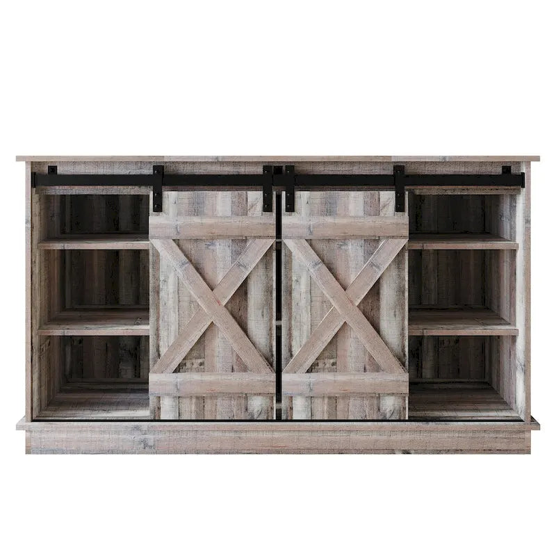 Mobile TV in legno a X con ripiani aperti in stile vintage