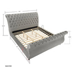 Letto a slitta rivestito in velluto Evora Grey