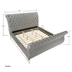 Letto a slitta rivestito in velluto Evora Grey