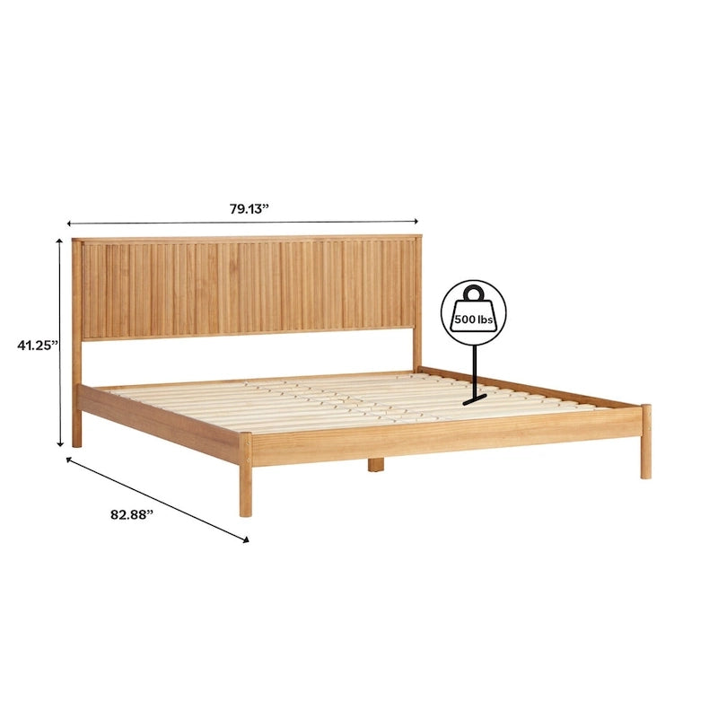 Letto King size in legno massello in stile Transizionale con testiera a pannelli