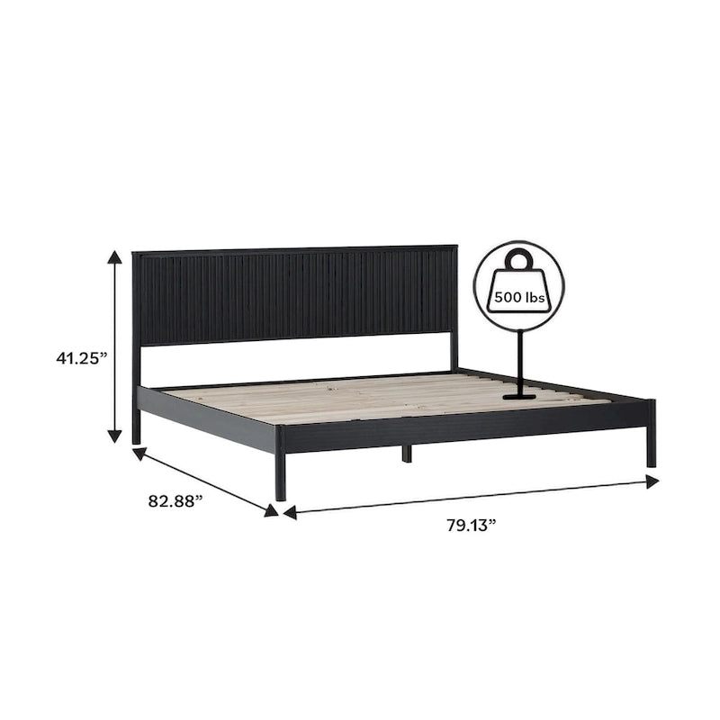 Letto King size in legno massello in stile Transizionale con testiera a pannelli