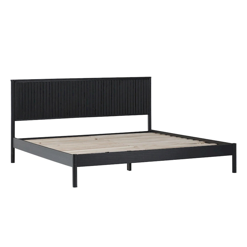 Letto King size in legno massello in stile Transizionale con testiera a pannelli