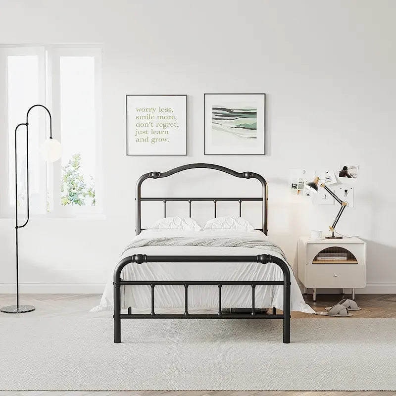 Telaio letto da 14 pollici per carichi pesanti anti-oscillazione con testiera ondulata artistica, nessuna molla necessaria