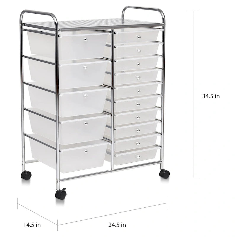 Carrello portautensili mobile a 15 cassetti con ruote
