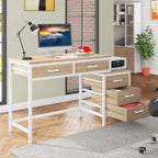 Scrivania per computer con 5 cassetti, Scrivania da studio con schedario reversibile per ufficio domestico