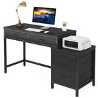 Scrivania per computer con 5 cassetti, Scrivania da studio con schedario reversibile per ufficio domestico