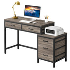 Scrivania per computer con 5 cassetti, Scrivania da studio con schedario reversibile per ufficio domestico