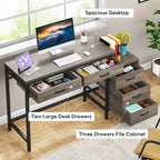 Scrivania per computer con 5 cassetti, Scrivania da studio con schedario reversibile per ufficio domestico