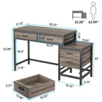 Scrivania per computer con 5 cassetti, Scrivania da studio con schedario reversibile per ufficio domestico