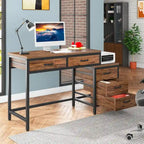 Scrivania per computer con 5 cassetti, Scrivania da studio con schedario reversibile per ufficio domestico