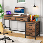Scrivania per computer con 5 cassetti, Scrivania da studio con schedario reversibile per ufficio domestico