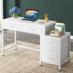 Scrivania per computer con 5 cassetti, Scrivania da studio con schedario reversibile per ufficio domestico