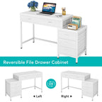 Scrivania per computer con 5 cassetti, Scrivania da studio con schedario reversibile per ufficio domestico