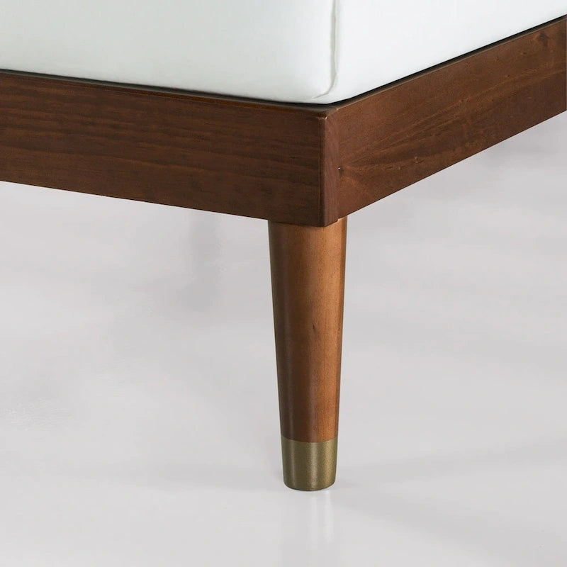 Letto a piattaforma Deluxe in legno di metà secolo con testiera