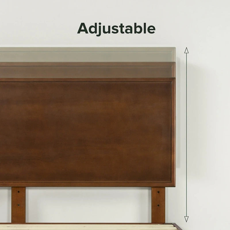 Letto a piattaforma Deluxe in legno di metà secolo con testiera