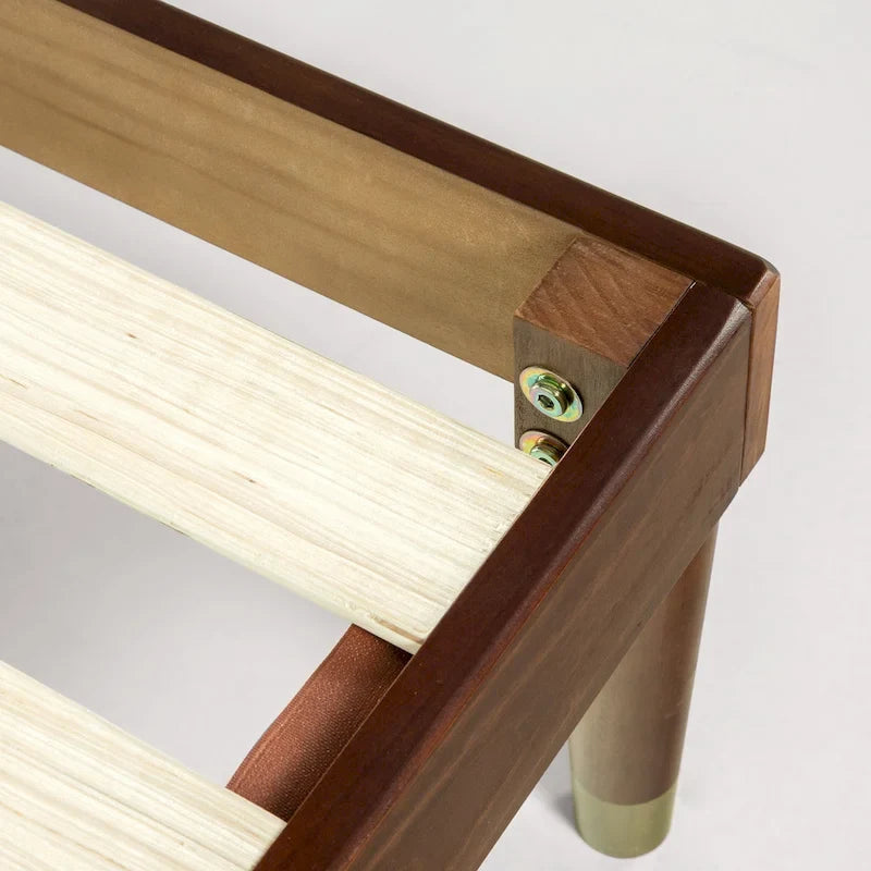 Letto a piattaforma Deluxe in legno di metà secolo con testiera